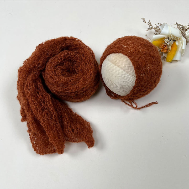 Ensemble écharpe en mohair doux et extensible avec bonnet