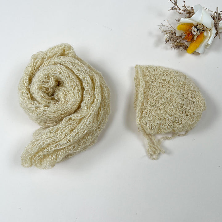 Ensemble écharpe en mohair doux et extensible avec bonnet