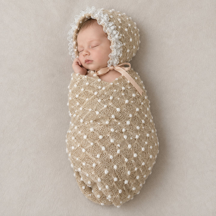 Newborn Polka Dot Wrap Headwear & Polka Dot Hat with Lace Trim