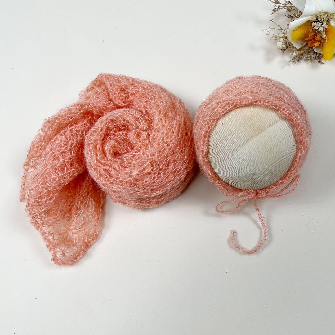 Ensemble écharpe en mohair doux et extensible avec bonnet
