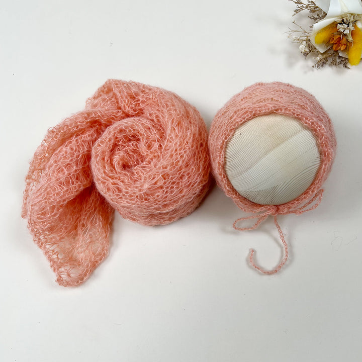 Ensemble écharpe en mohair doux et extensible avec bonnet