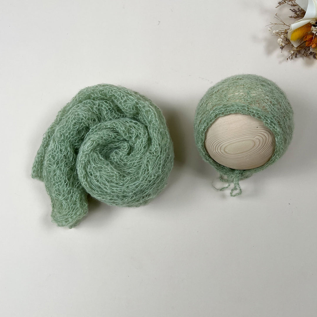 Ensemble écharpe en mohair doux et extensible avec bonnet