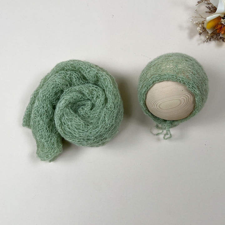 Ensemble écharpe en mohair doux et extensible avec bonnet