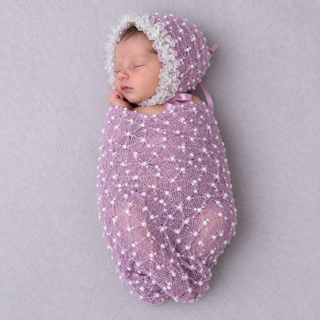 Newborn Polka Dot Wrap Headwear & Polka Dot Hat with Lace Trim
