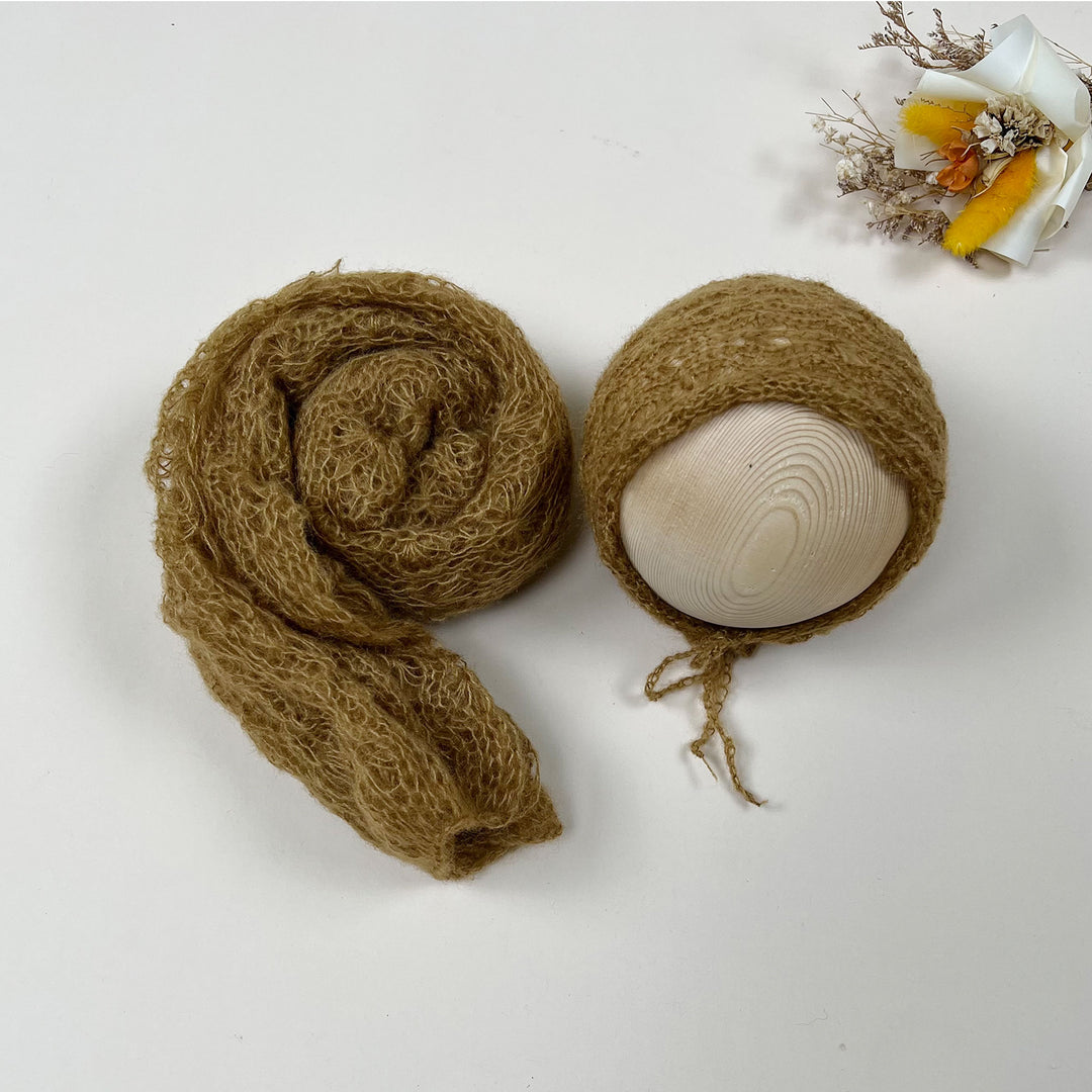 Ensemble écharpe en mohair doux et extensible avec bonnet