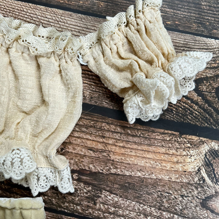 Newborn Beige  Linen Tube Top & Bloomer Set