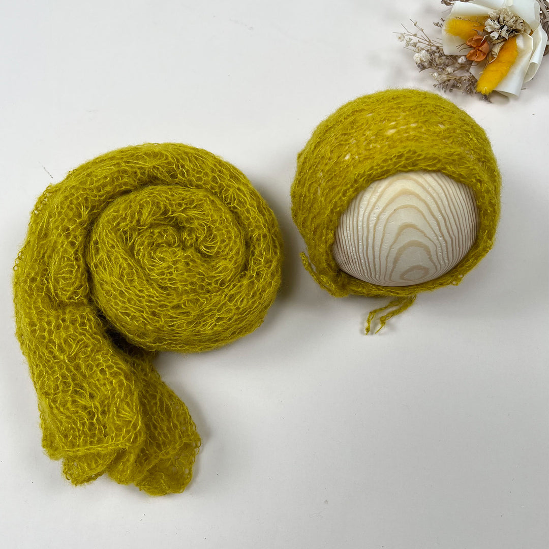 Ensemble écharpe en mohair doux et extensible avec bonnet