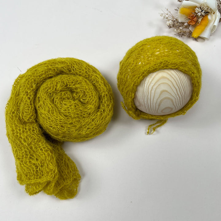 Ensemble écharpe en mohair doux et extensible avec bonnet
