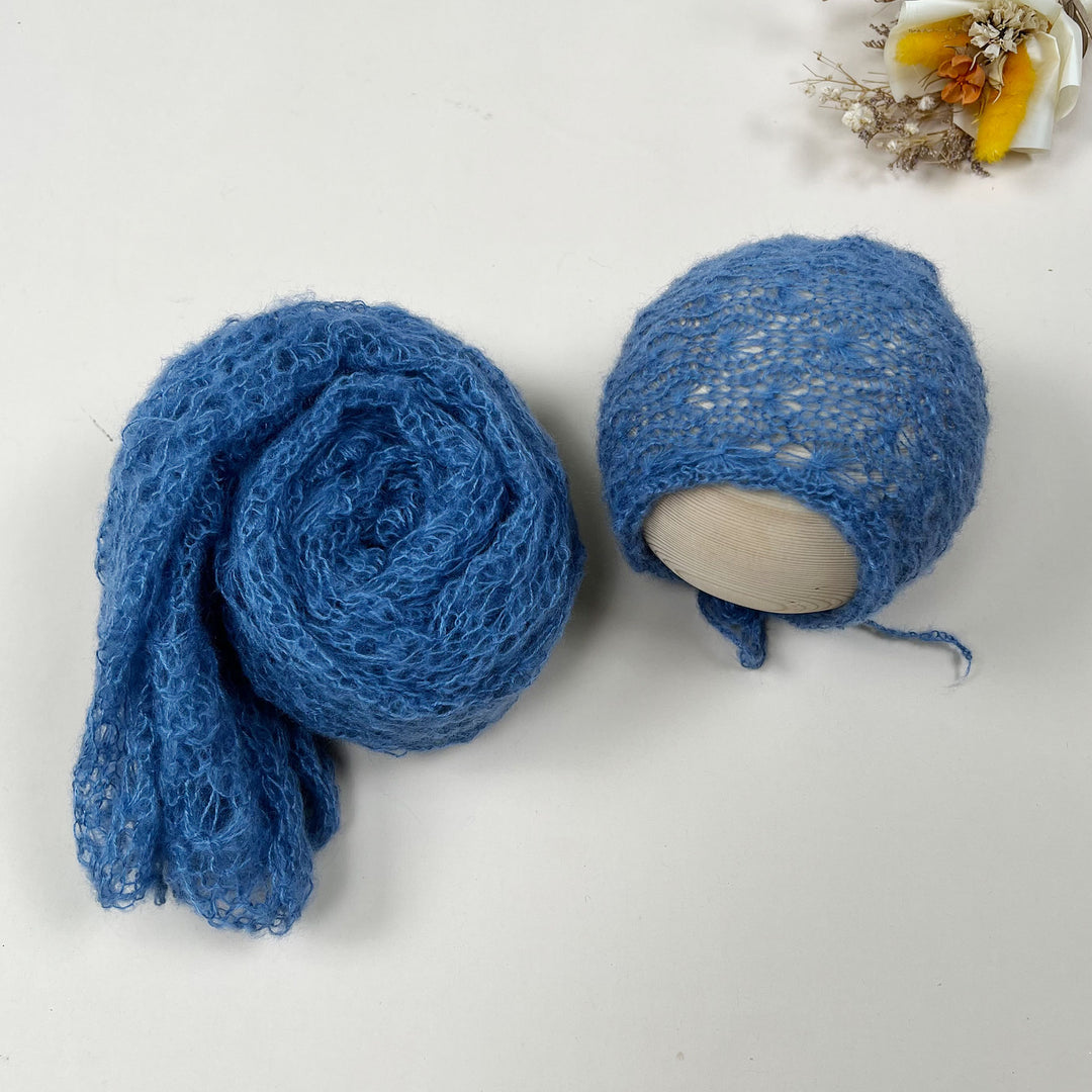 Ensemble écharpe en mohair doux et extensible avec bonnet