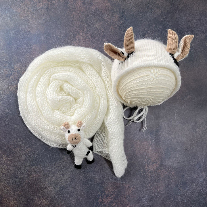 Mohair Wrap Bonnet with Matched Calf Doll Set