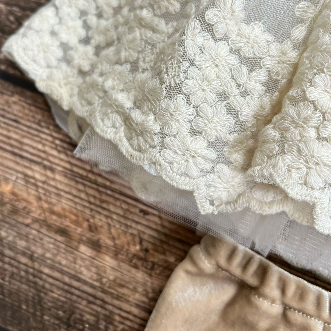 Embroidered Tulle Cami Top & Bloomer Set