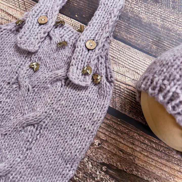 Baby Knit Suspender Pants & Hat Set