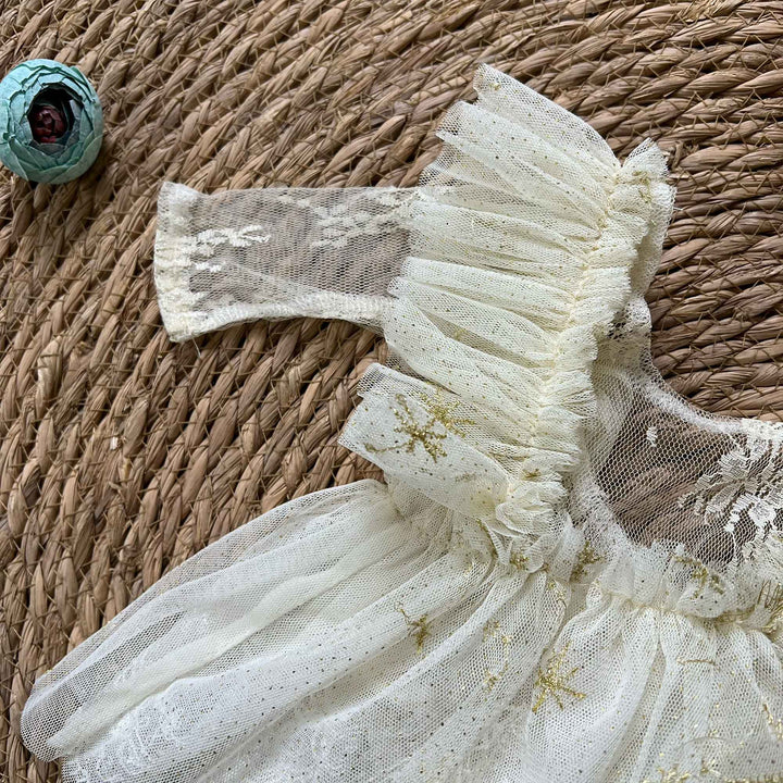 Beige Lace Newborn Romper