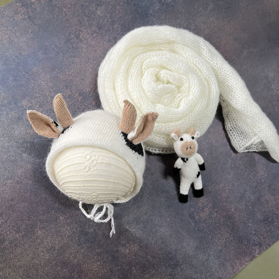 Mohair Wrap Bonnet with Matched Calf Doll Set