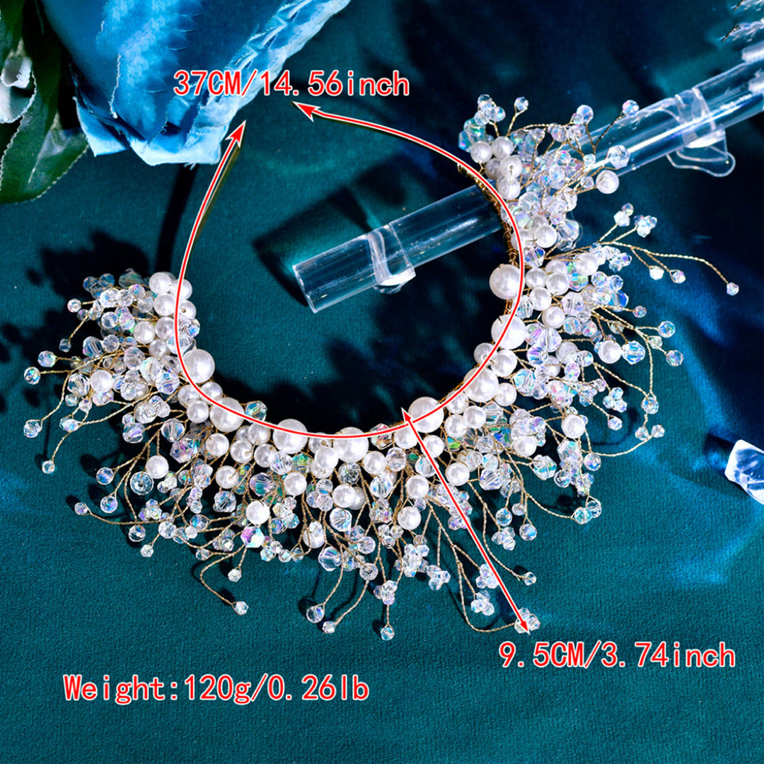 White Crystal Pearl Crown Headpieces