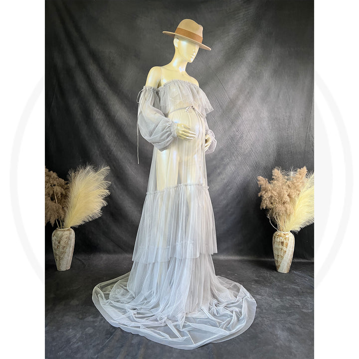 Grey Tulle Boob Tube Dress