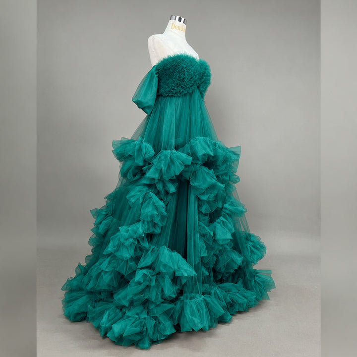 Electra Gown | Strapless Slit Tulle Maternity Photography Dress