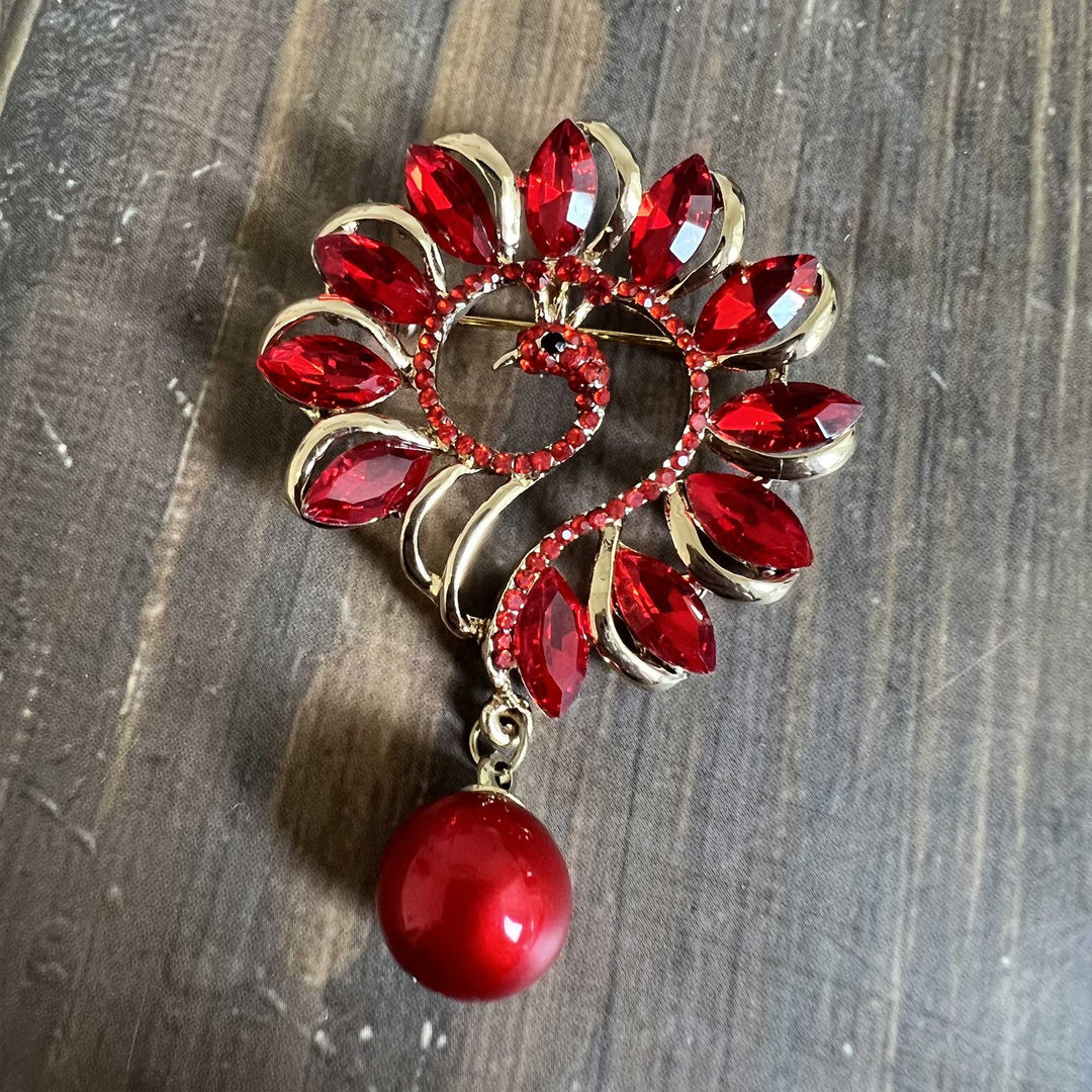 Peacock Rhinestone Brooches