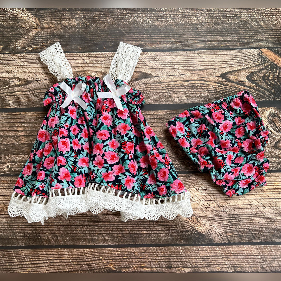 Newborn Pink Floral Cami Top & Bloomer Set