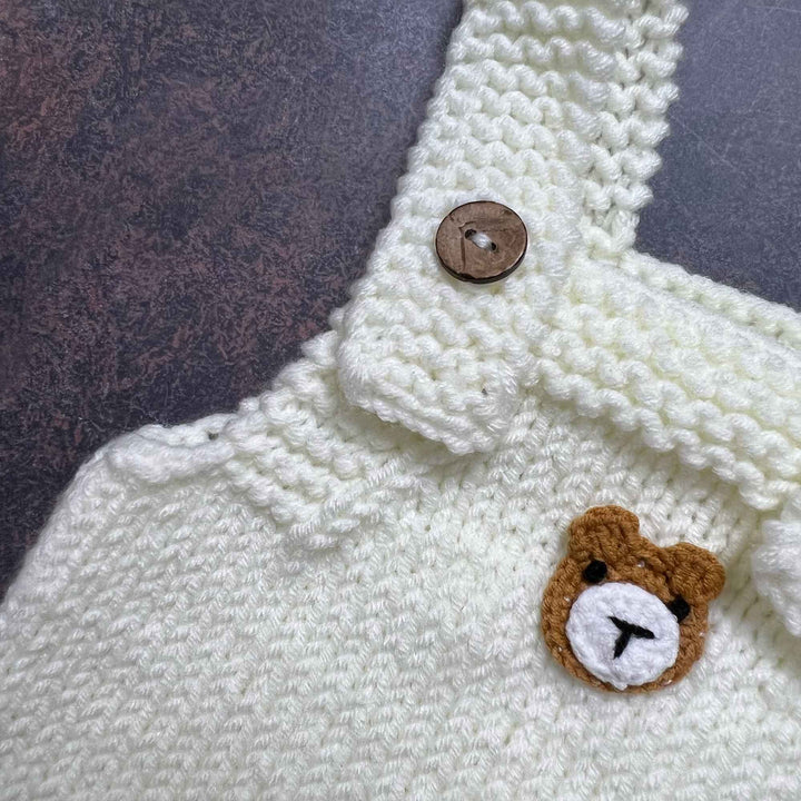 Newborn Handmade Knitted Bear Hat & Romper Set