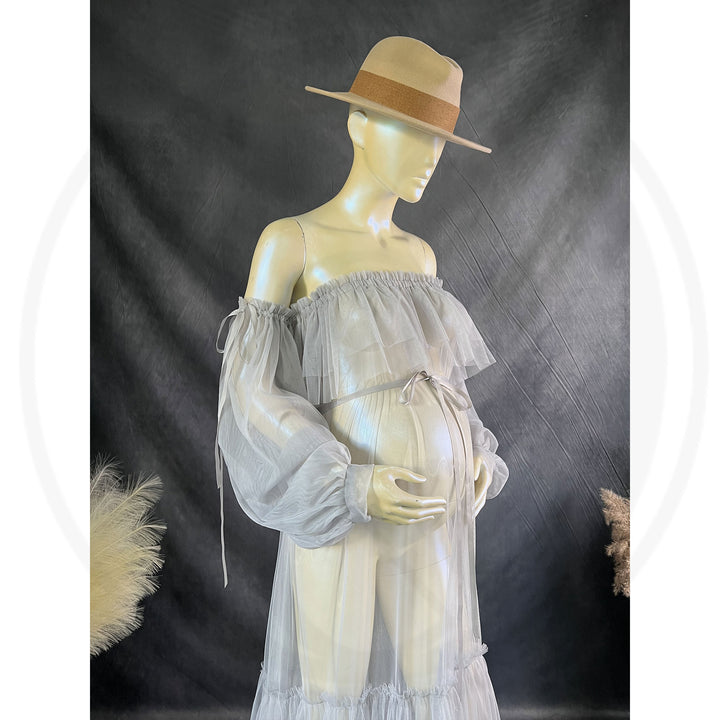 Grey Tulle Boob Tube Dress