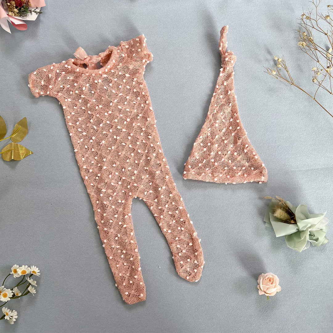 Newborn Romper matched Hat Set