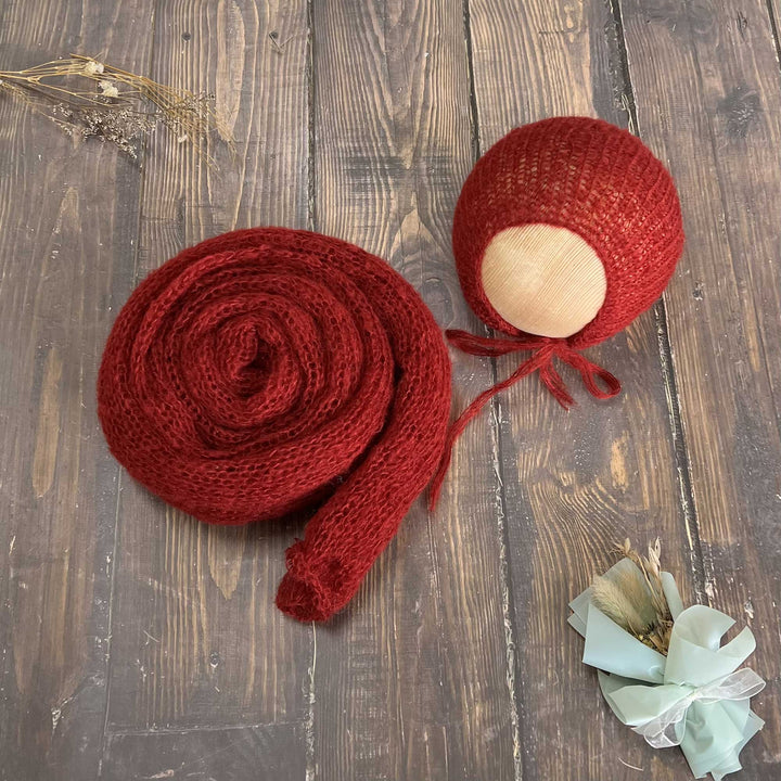 Conjunto de chal y gorro de punto suave