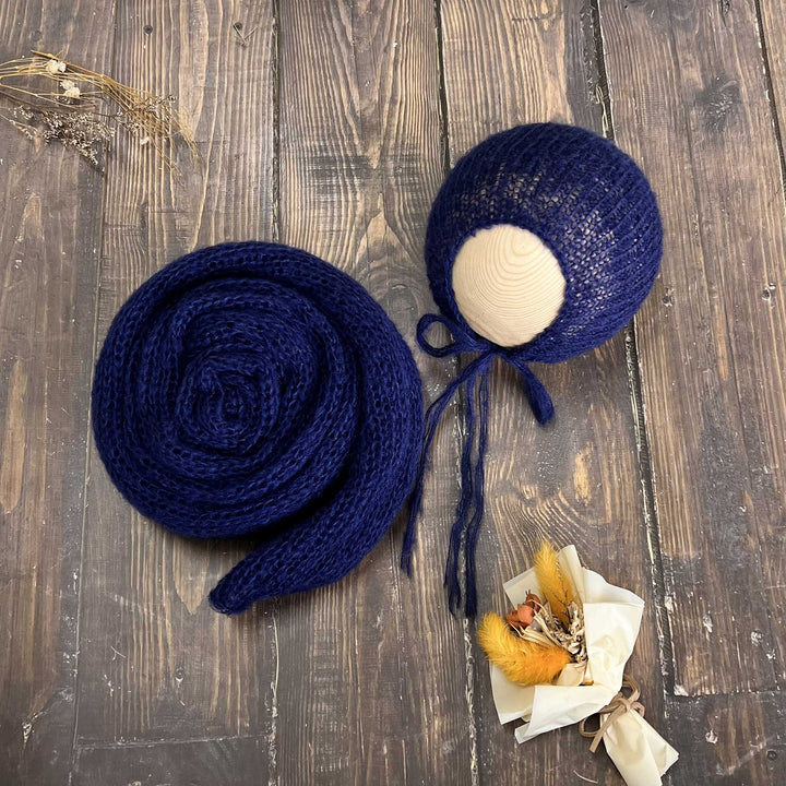 Conjunto de chal y gorro de punto suave