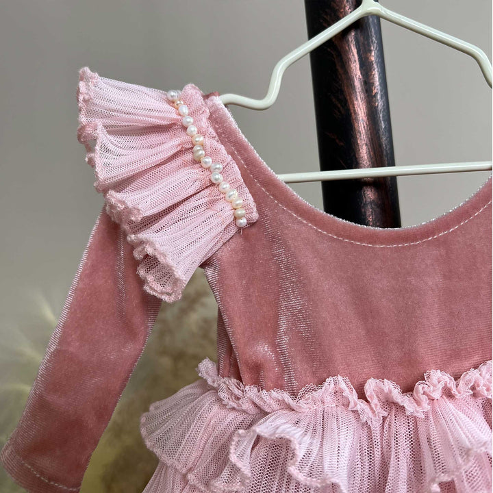 Vestido de recién nacida de tul con estrellas