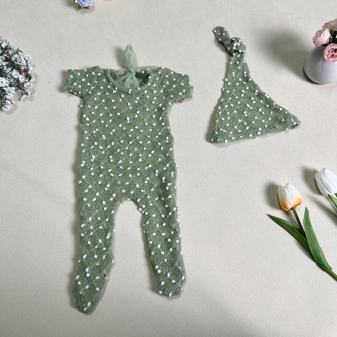 Newborn Romper matched Hat Set