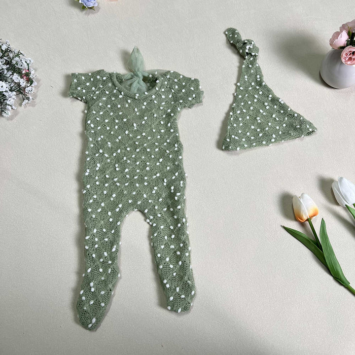 Newborn Romper matched Hat Set