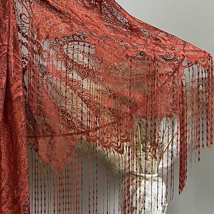 The variations of floral lace fabric:terracotta.