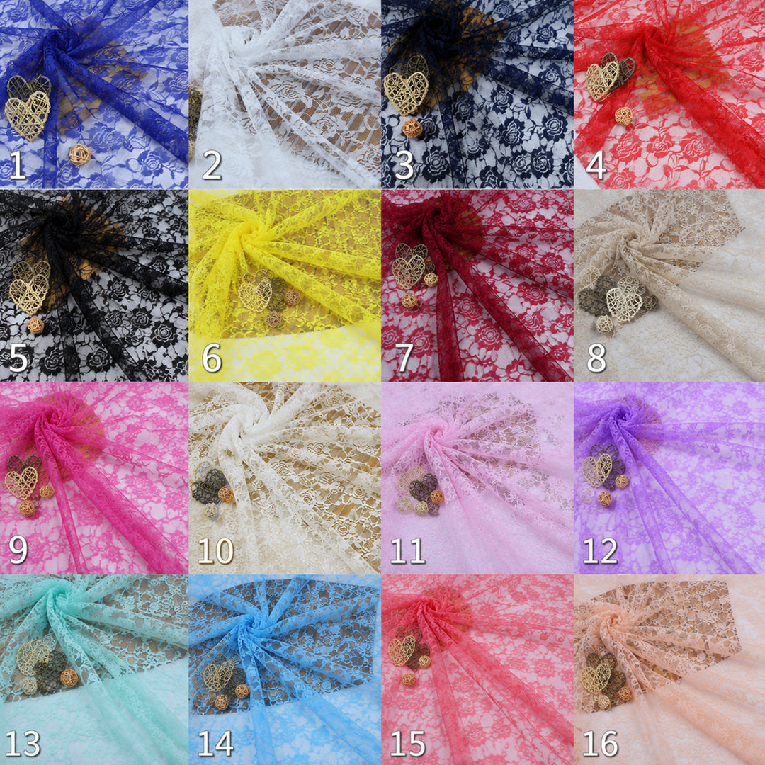 A large grid of small fabric swatches in many colors arranged on a white measurement chart with printed numbers. This is a Pheme dress color-options reference image rather than a single product photo, so subject type is Color Swatch.