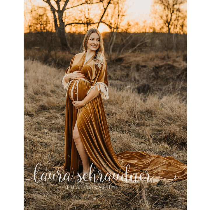 Enid Velvet Split Robe Gown