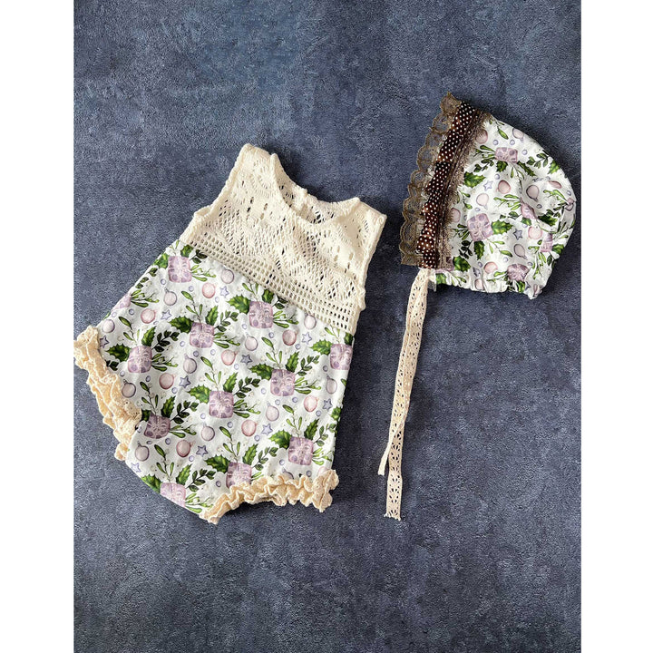 Floral Newborn Romper + Hat Set