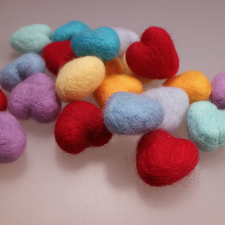 7pcs/lot Handmade Wool Felt Heart Shape Accessories - Don&Judy Newborn&Maternity photography props