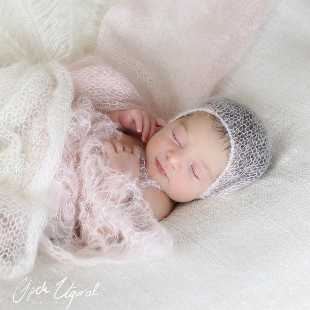 Newborn Baby Photo Prop Hand Knit Mohair Baby Bonnet - Don&Judy Newborn&Maternity photography props