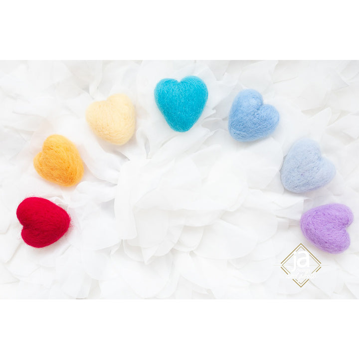 7pcs/lot Handmade Wool Felt Heart Shape Accessories - Don&Judy Newborn&Maternity photography props