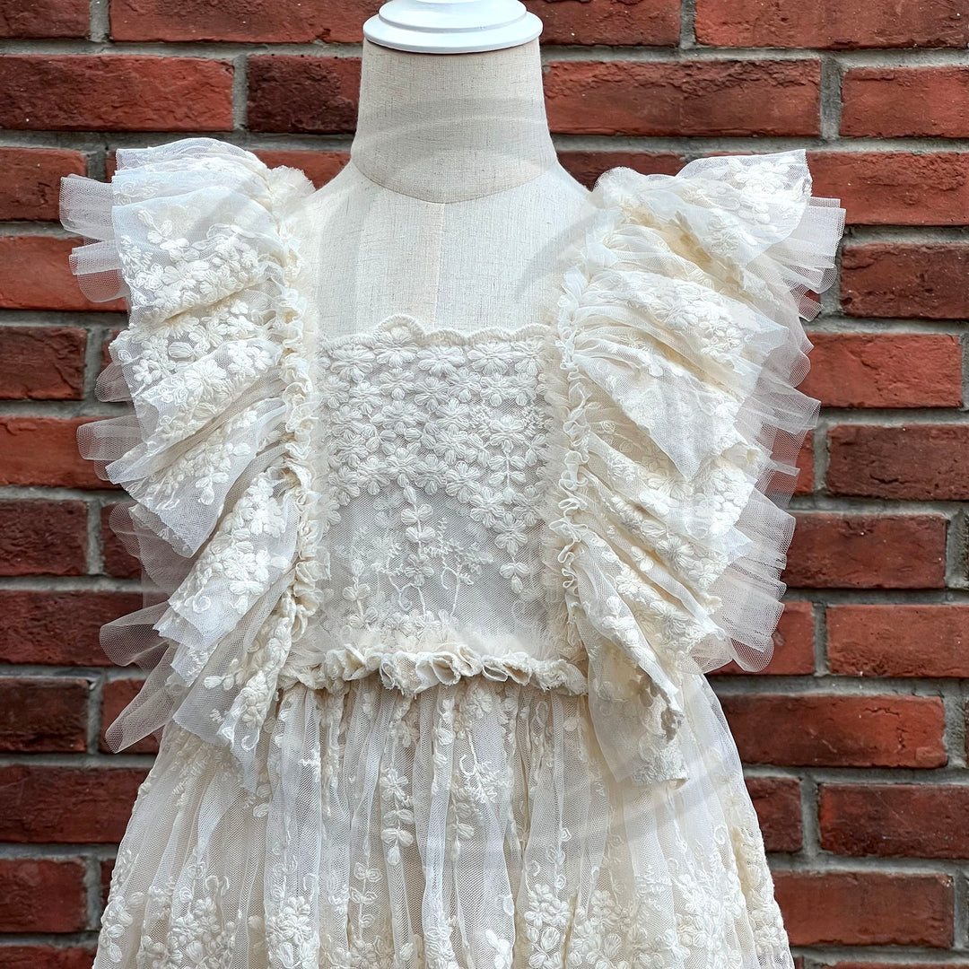 Joyce Beige Little Girl Gown