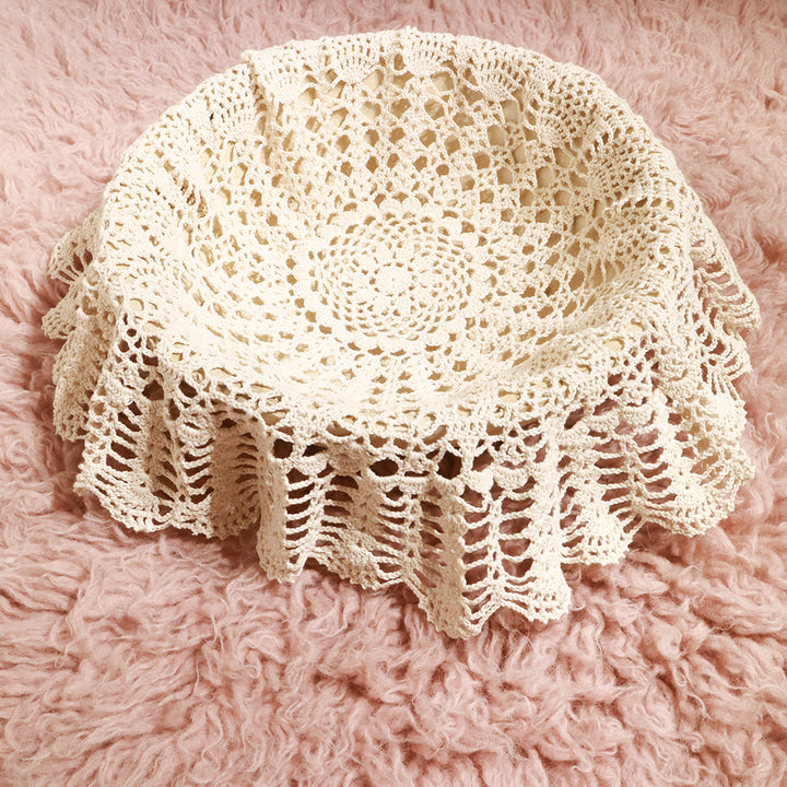 Handmade Crocheted Round Blanket - Don&Judy Newborn&Maternity photography props