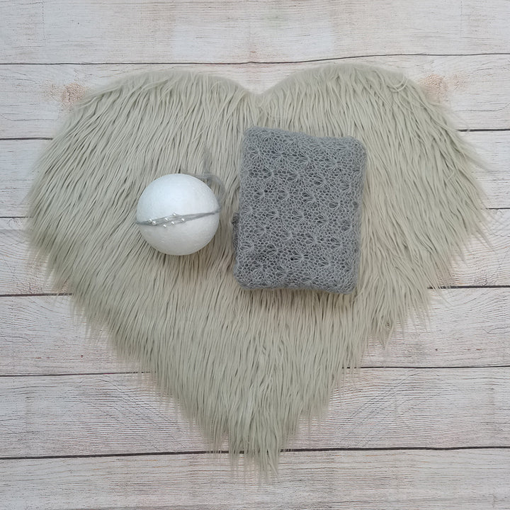 Heart Shape Faux Fur with Matched Wrap and Headwear Set