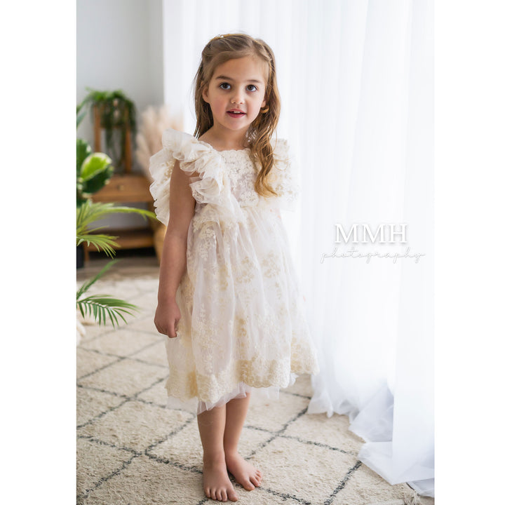 Joyce Beige Little Girl Gown