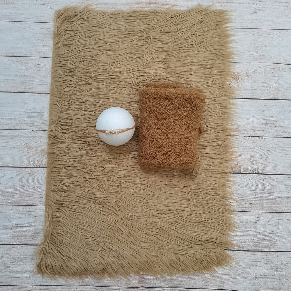 75X50com Faux Fur with Matched Wrap and Headwear Set