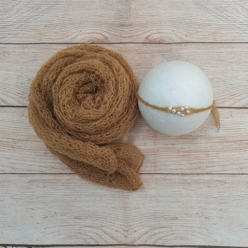 Stretchy Soft Knit Mohair Wrap with Headwear