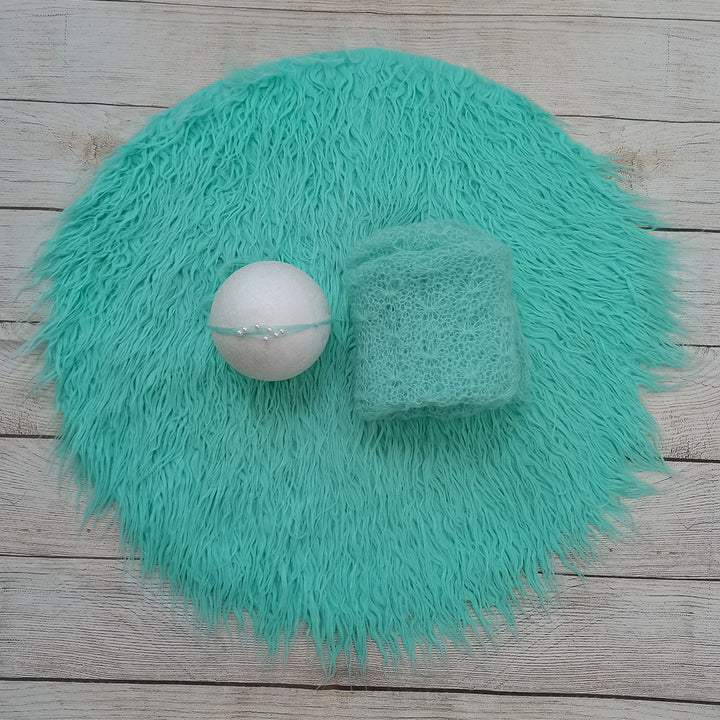 60CM Round Faux Fur with Matched Wrap and Headwear Set