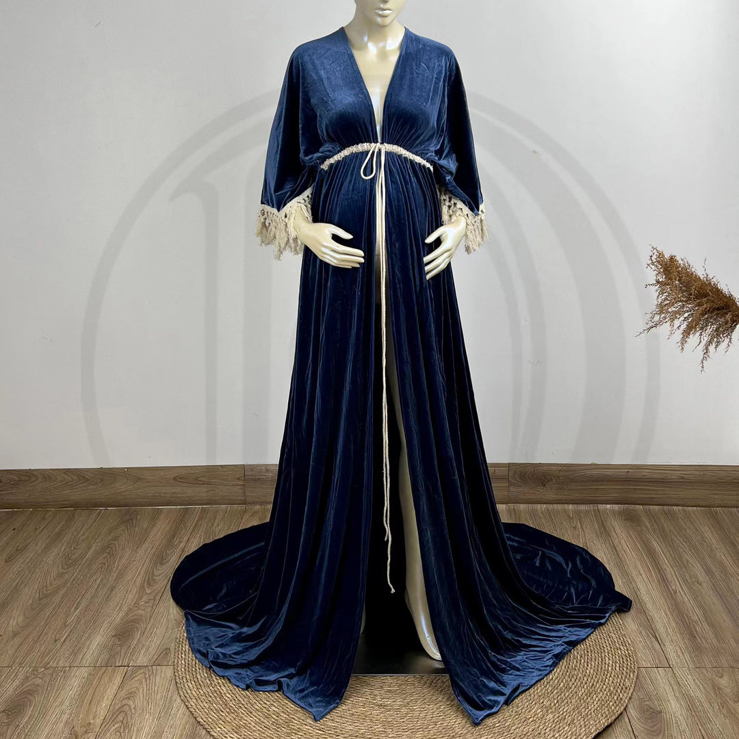 Enid Velvet Split Robe Gown
