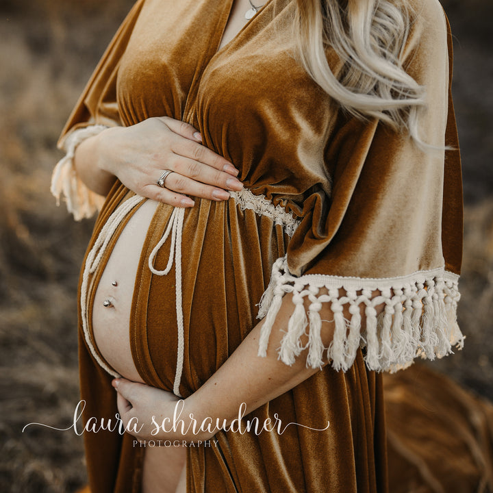 Enid Velvet Split Robe Gown