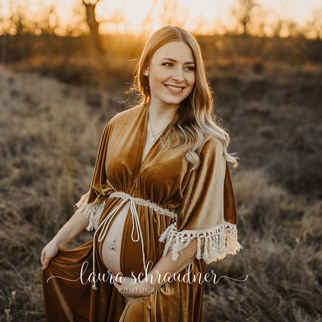 Enid Velvet Split Robe Gown